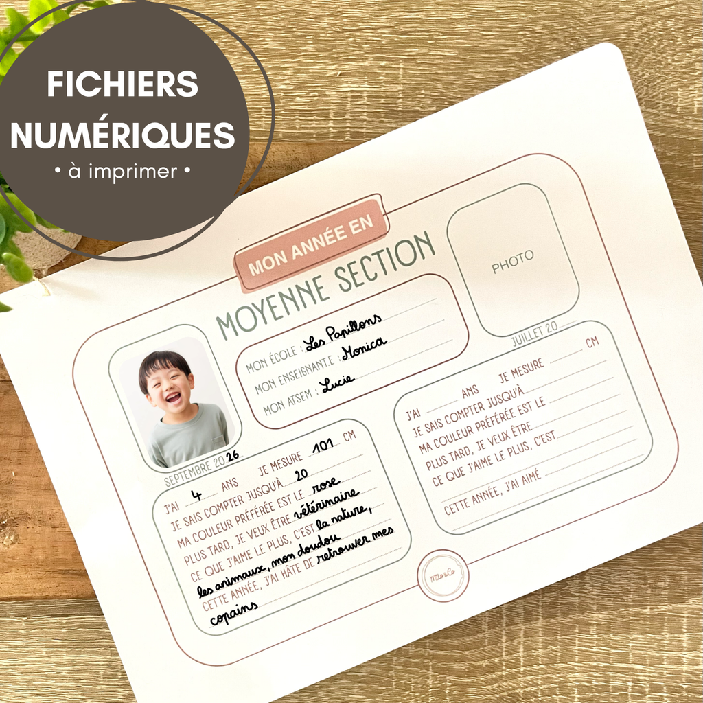 Fiches Souvenirs Années Scolaires - PS au CM2 - PDF à télécharger