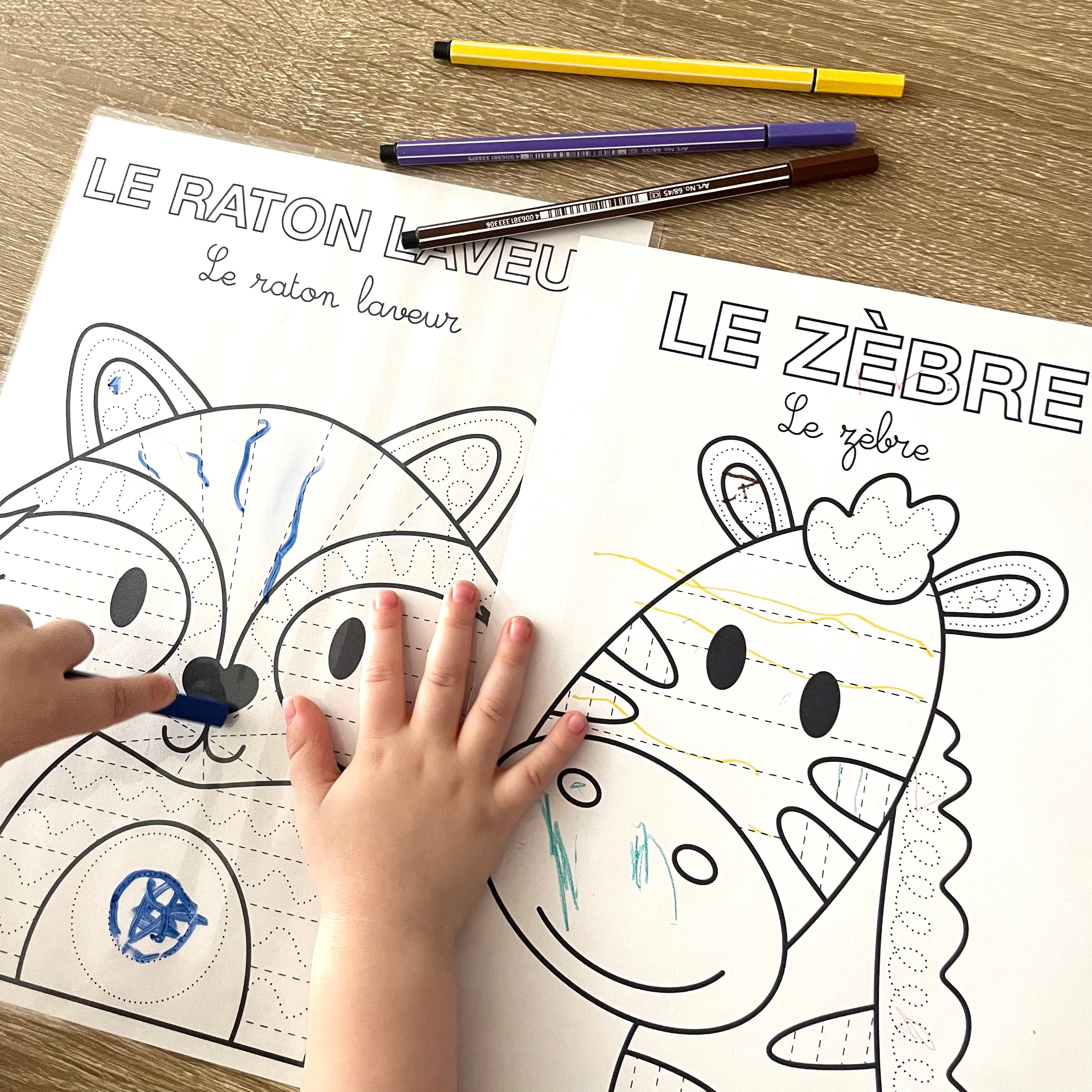 Fiches de Graphisme - Animaux - PDF à télécharger - Français ou Anglais