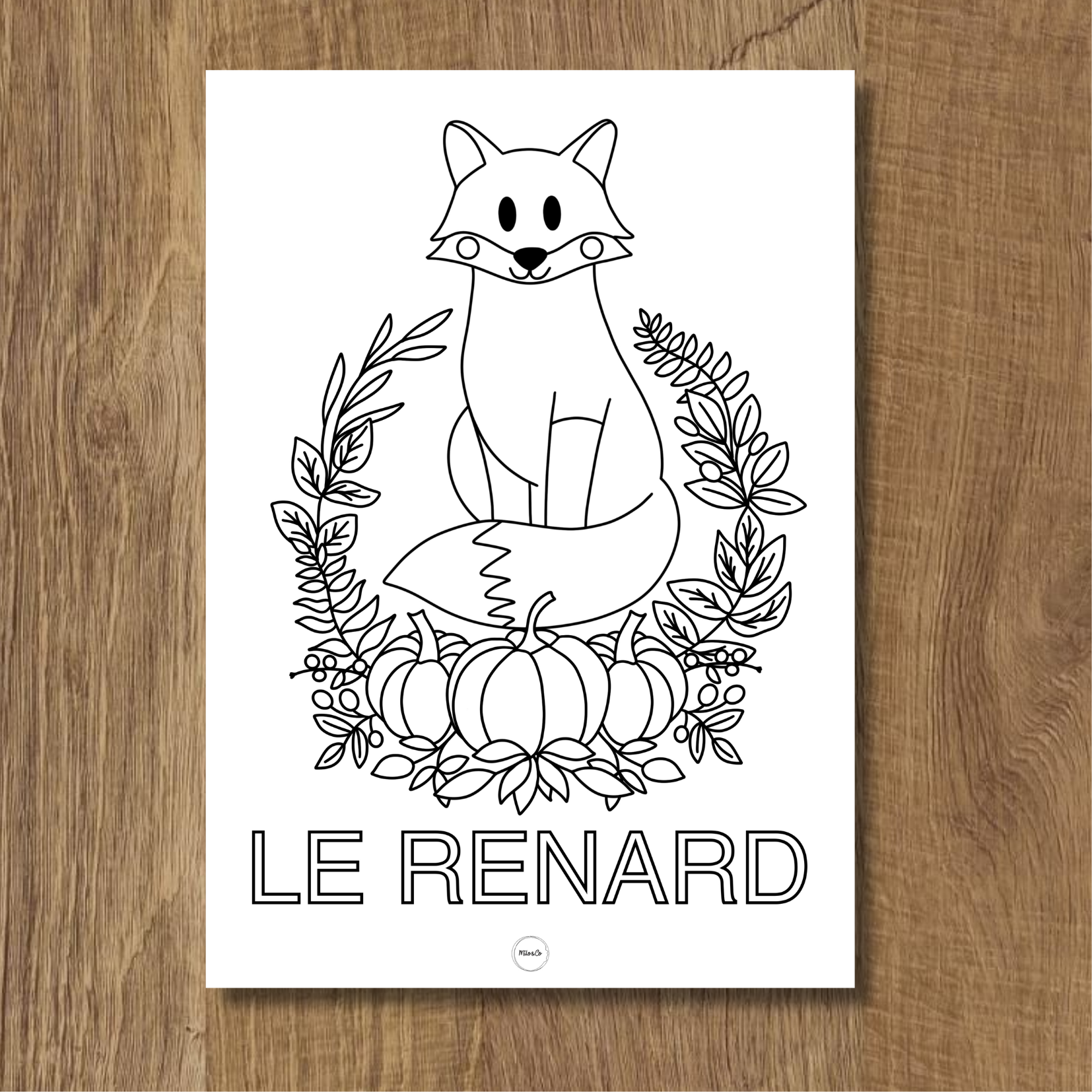 coloriage gratuit d'un renard