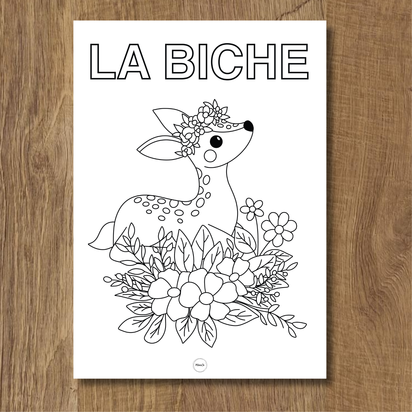 Coloriage gratuit d'une biche