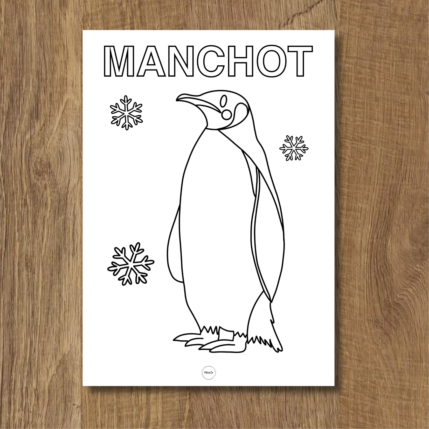 coloriage gratuit d'un manchot