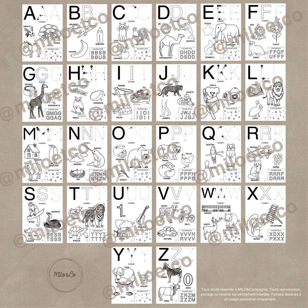 Fiches Alphabet à Colorier - PDF à Imprimer