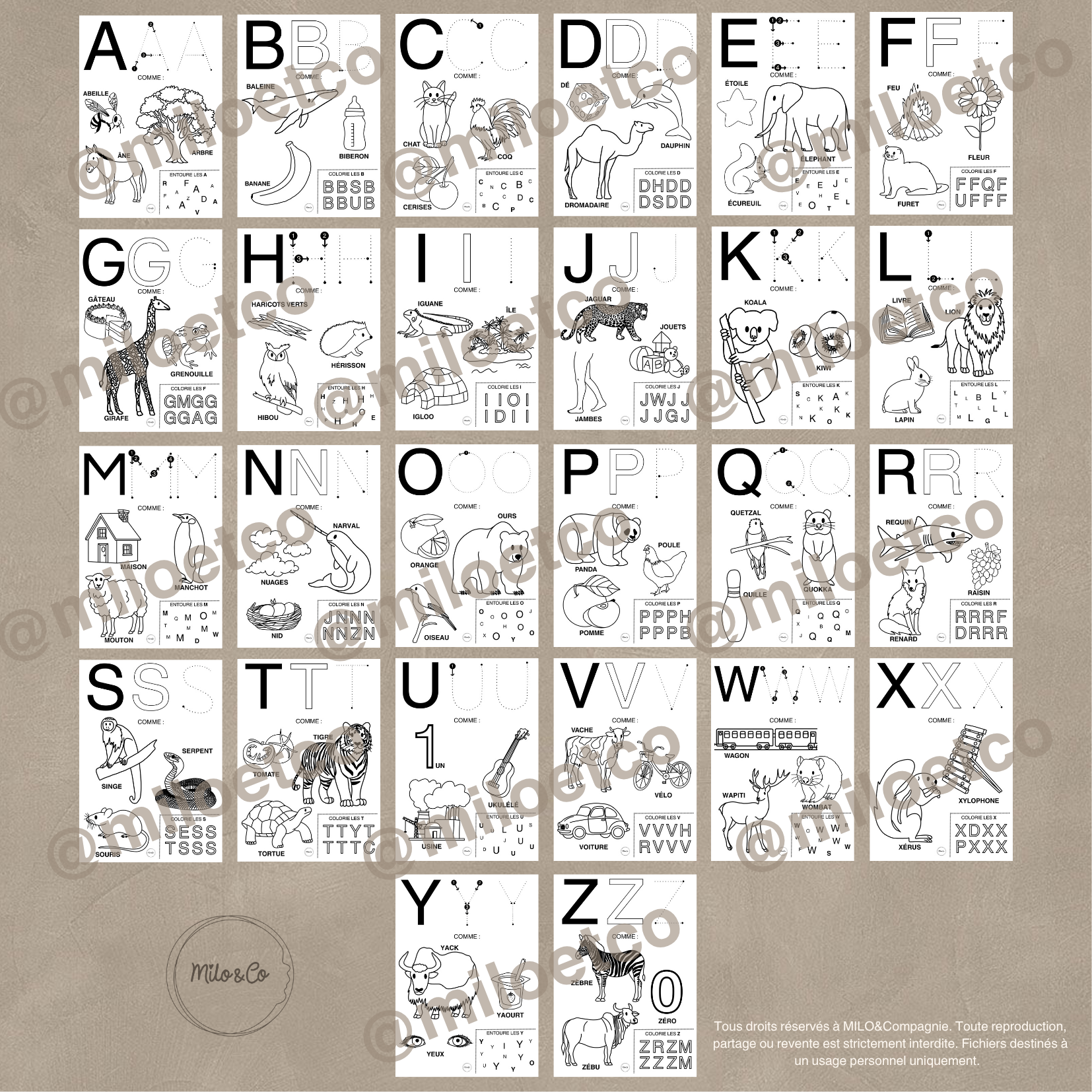 Fiches Alphabet à Colorier - PDF à Imprimer