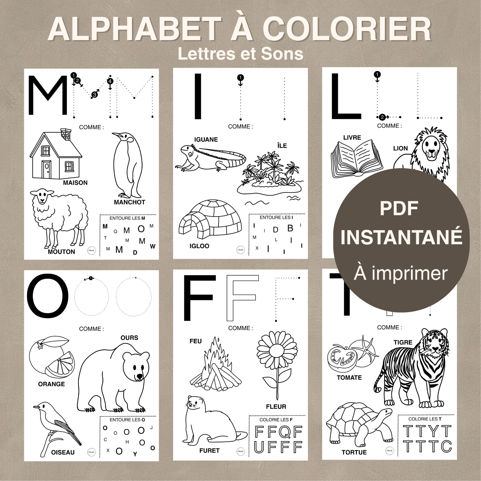 Fiches Alphabet à Colorier - PDF à Imprimer