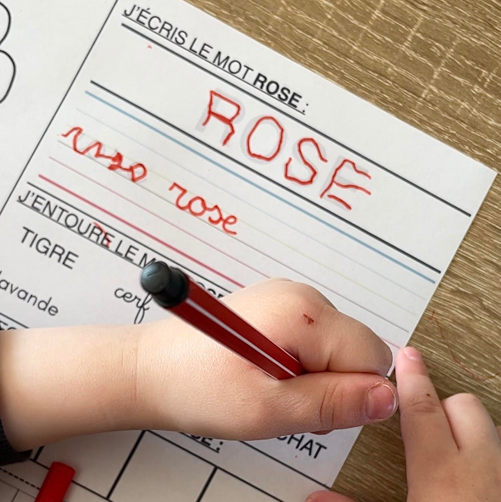 exercice d'écriture et de reconnaissance des lettres et des sons maternelle