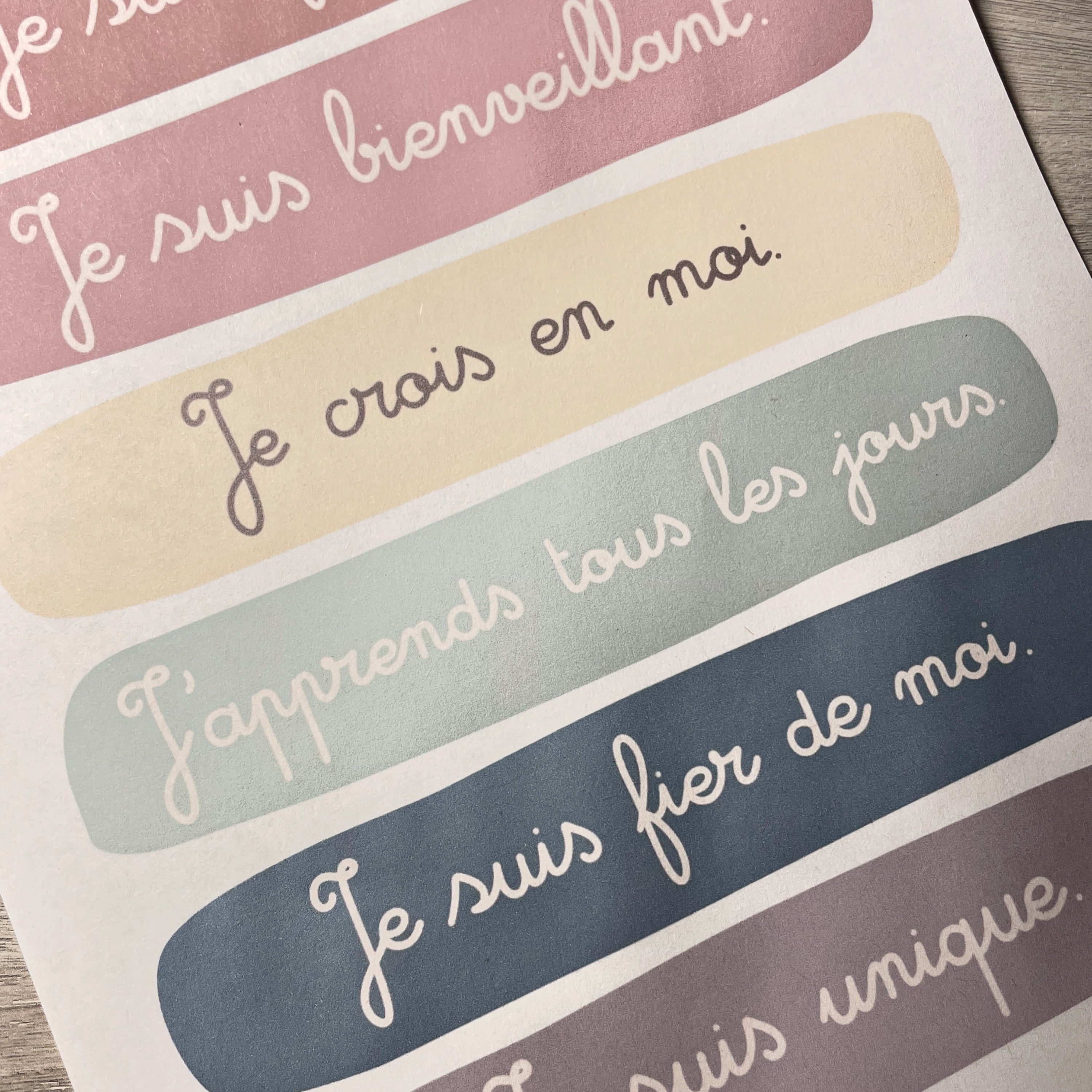 Affiche Personnalisée - Mes Affirmations Positives - Affiche Papier ou Poster Plastifié
