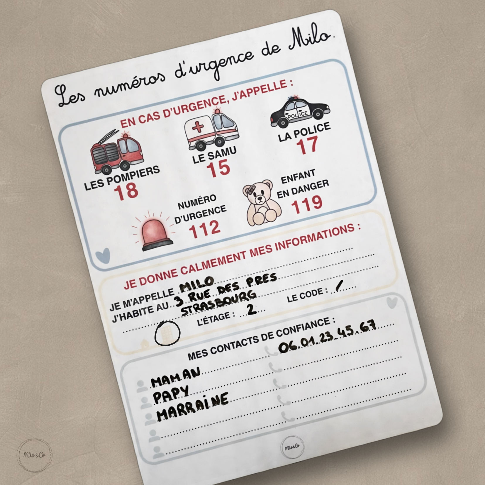 Affiche Personnalisée - Numéros d'Urgence et de Secours - Fichier à Imprimer