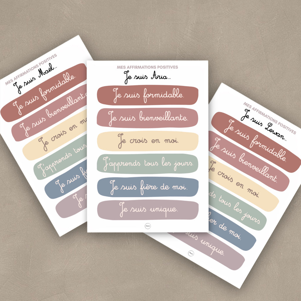 Affiche Personnalisée - Mes Affirmations Positives - Affiche Papier ou Poster Plastifié