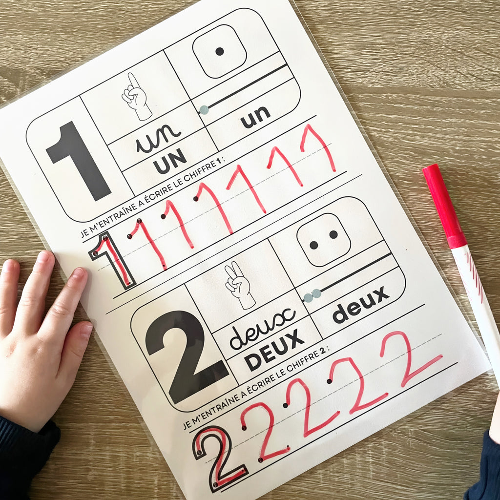 Fiches d'Écriture Maternelle - J'apprends à écrire les nombres de 1 à 10 - Fichier à imprimer