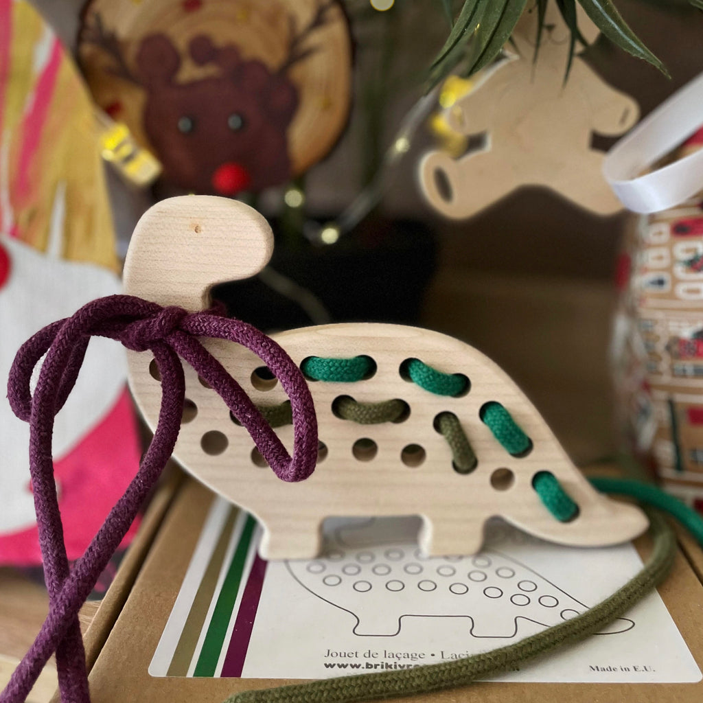 Jouet de Laçage en Bois - DINOSAURE