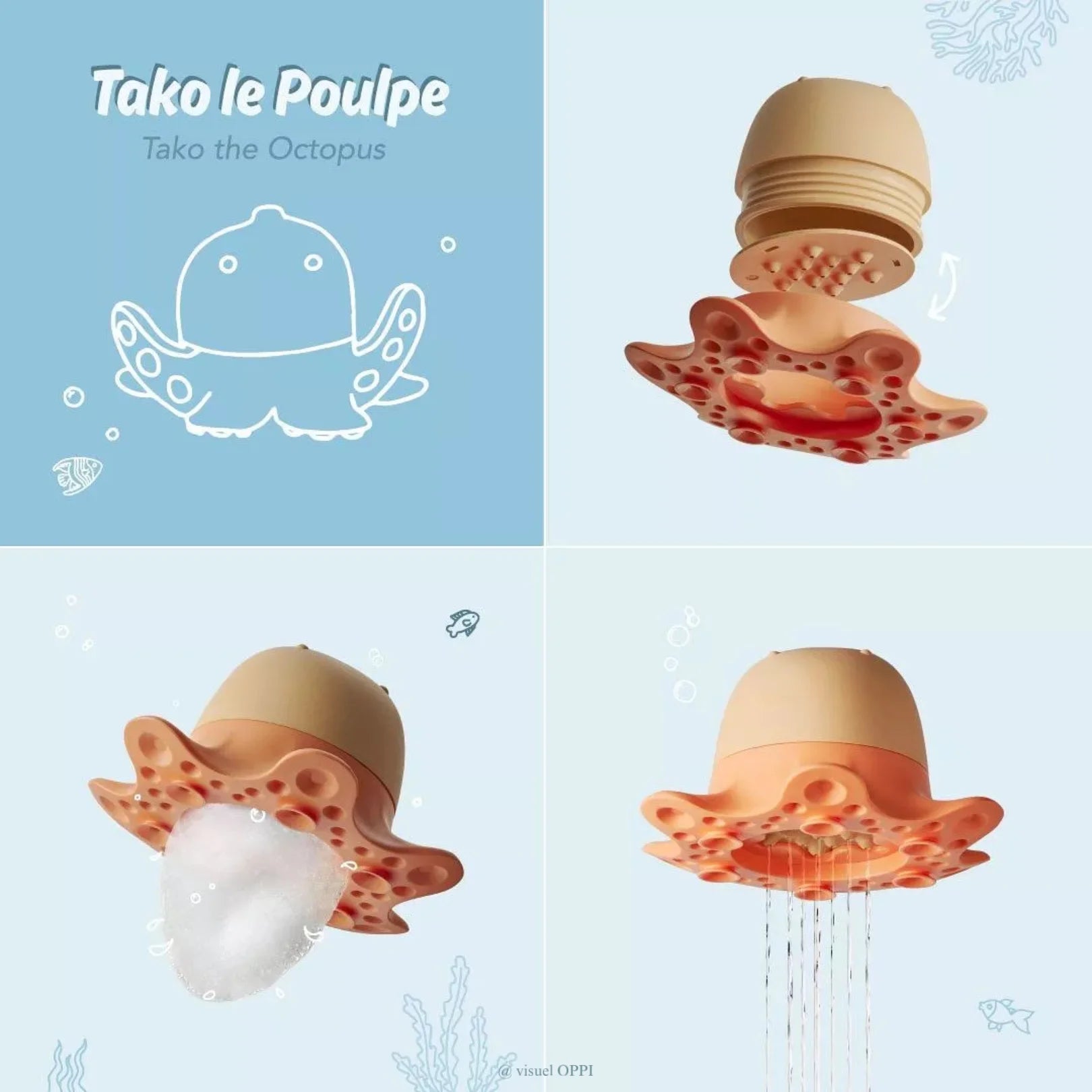 TAKO Le Poulpe - Jouet de Bain Ludique et Anti-Moisissures