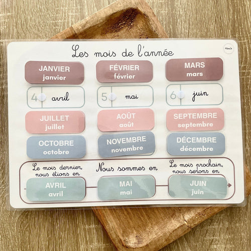 affiche interactive plastifiée pour apprendre les mois de l'année