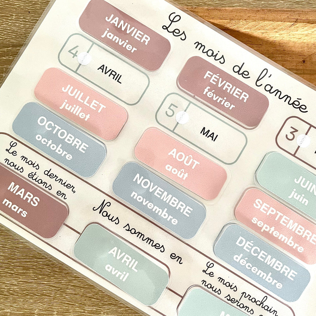 apprentissage des mois de l'année pour enfant en maternelle
