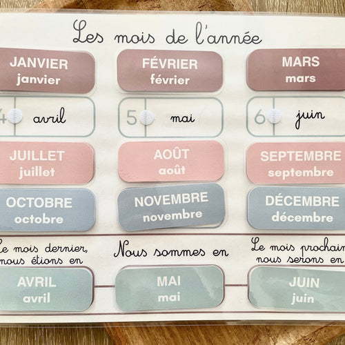 affiche avec les mois de l'année pour enfant